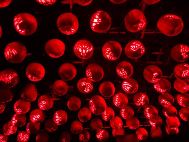Glowing Red Halloween Jack-O'-Lanterns