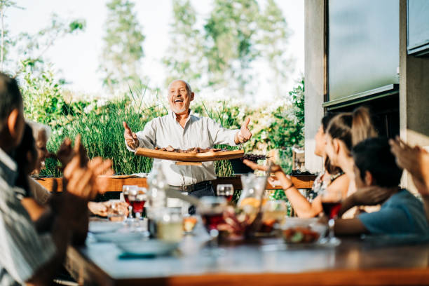 Family enjoying weekend party