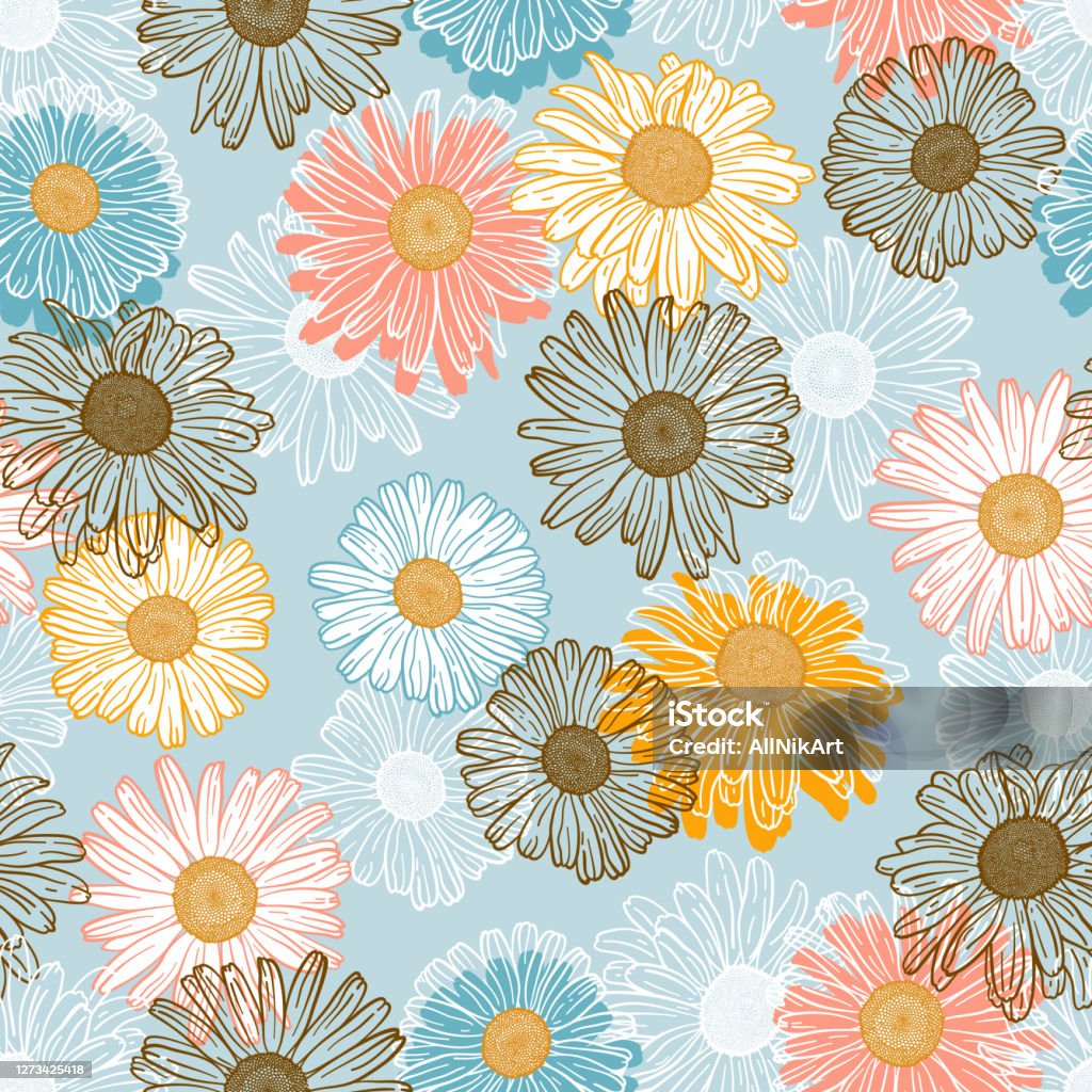 Hoa Vector Hoa Hoa Mẫu Bối Cảnh Của Outline Vintage Daisy Hoa Hình Nền Phác  Thảo Hoa Vẽ Tay Hình minh họa Sẵn có - Tải xuống Hình ảnh Ngay bây giờ -