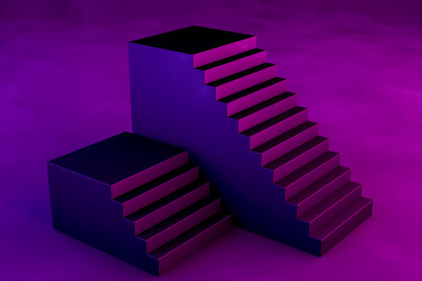 istock 3D Abstract Minimal Stairs, Ladder, Podium, Neon Lightning 1273425710