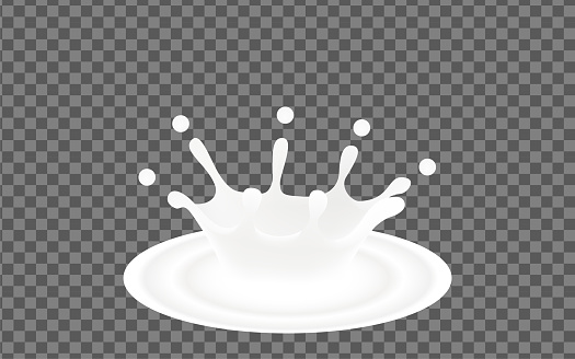 Illustration of milk crown, drops when pouring milk