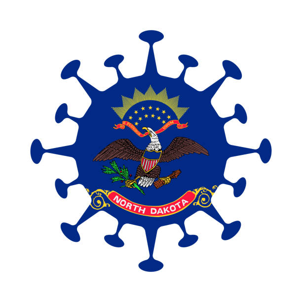 istock Flag of North Dakota in virus shape. 1273433445
