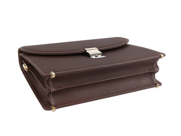 istock Business bag or case in brown leather isolated on white 1273436450