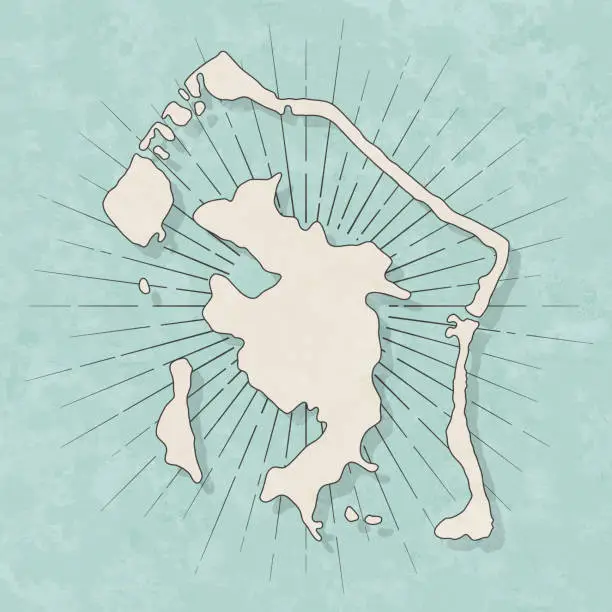 Vector illustration of Bora Bora map in retro vintage style - Old textured paper