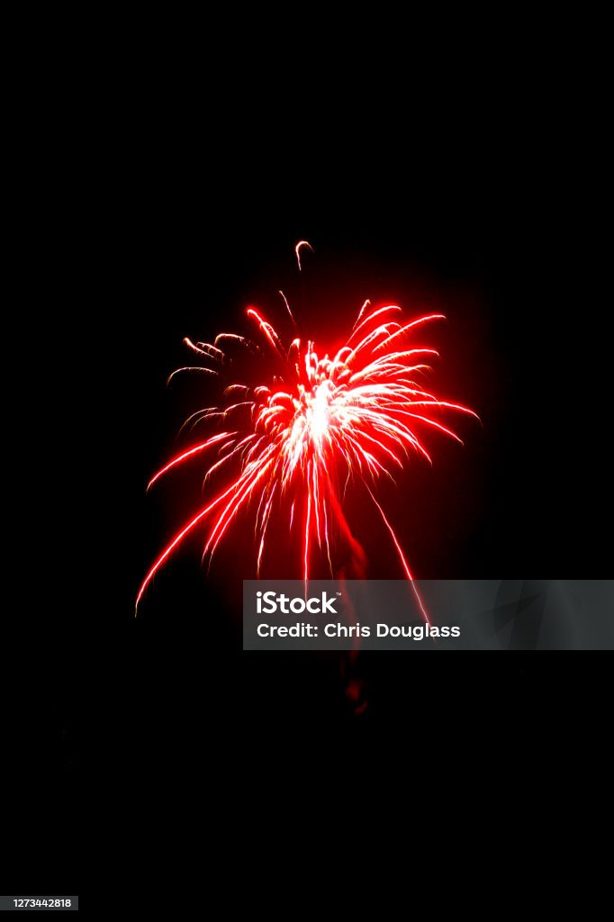 Red Fireworks Exploding Red Firework Exploding In Air Stock Photo - Download Image Now - Black ...