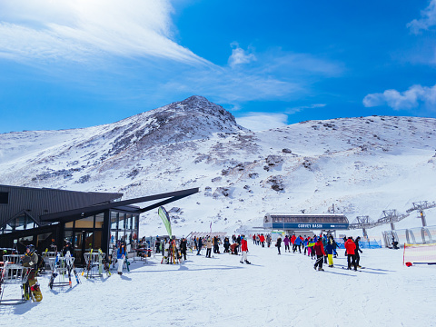 Queenstown, New Zealand - September 27th 2019: The iconic Remarkables ski resort near Queenstown on New Zealand's south island.