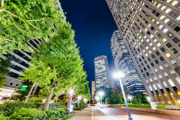istock Night view of a skyscraper with beautiful light 1273443980