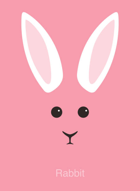 ilustraciones, imágenes clip art, dibujos animados e iconos de stock de cara de caricatura de conejo, animal plano cara icono vector - disfraz de conejo