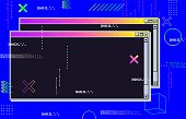 istock Vaporwave cyberpunk glitch retrofuturistic background with opened windows. User interface with neon color 1273459694