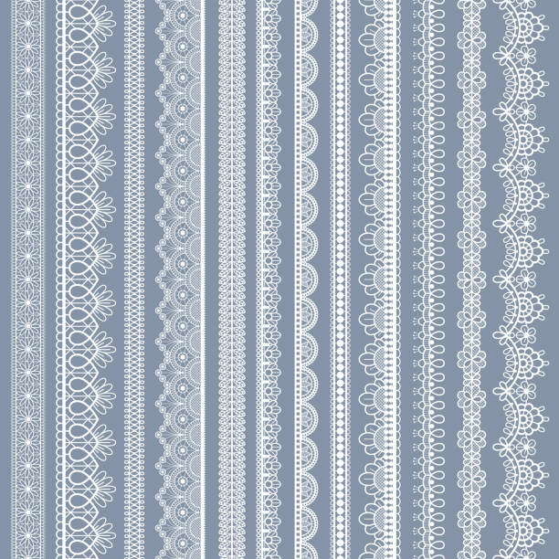 istock Lace seamless borders. Vintage ornamental lace strips with floral pattern, embroidered ornate eyelets handmade textile ribbons vector set 1273459772