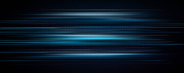 istock Abstract blue light trails in the dark, motion blur effect 1273465560