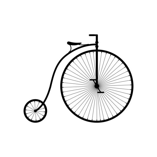 Old bicycle icon isolated on white background, Retro Penny farthing bike. High wheel vintage bicycle, Vector illustartion Old bicycle icon isolated on white background, Retro Penny farthing bike. High wheel vintage bicycle, Vector illustartion. penny farthing bicycle stock illustrations