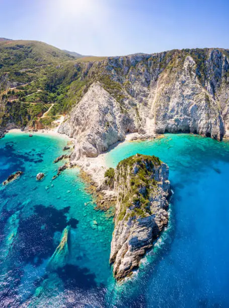 Photo of Aerial view to Agia Eleni beach, on the island of Cephalonia, Greece