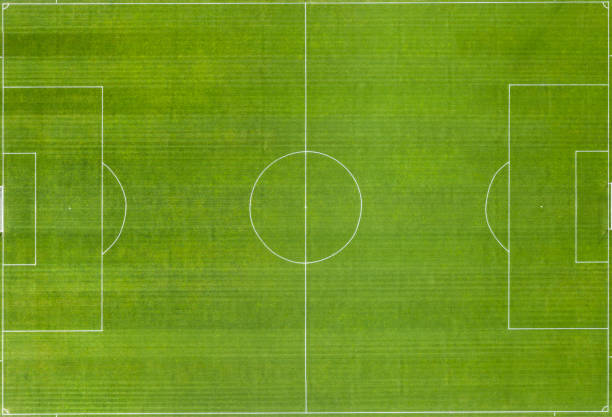 istock Soccer field with white markings. Top view. 1273476823