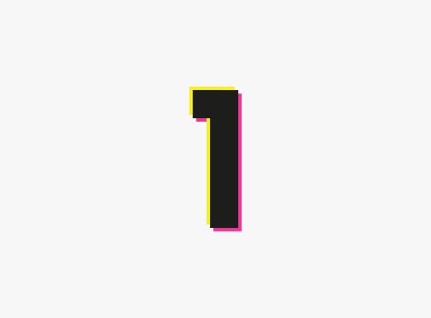 istock Number 1 vector desing logo. Dynamic, split-color, shadow of  number pink and yellow on white background. For social media,design elements, creative poster, anniversary celebration, greeting and web 1273480249