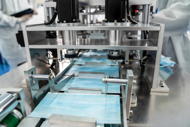 istock Face mask production line in modern factory 1273480743