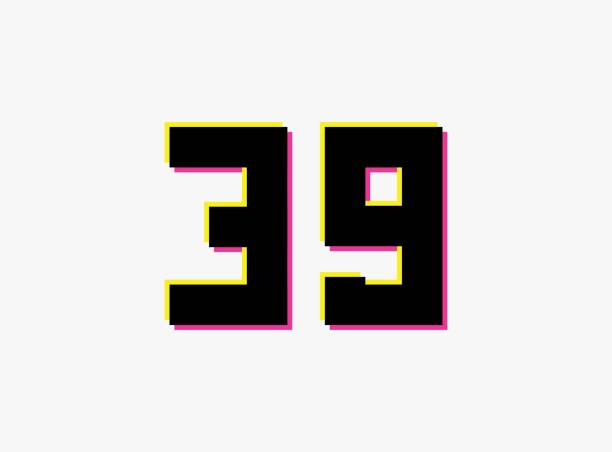 istock Number 39 vector desing logo. Dynamic, split-color, shadow of  number pink and yellow on white background. For social media,design elements, creative poster, anniversary celebration, greeting and web 1273480879