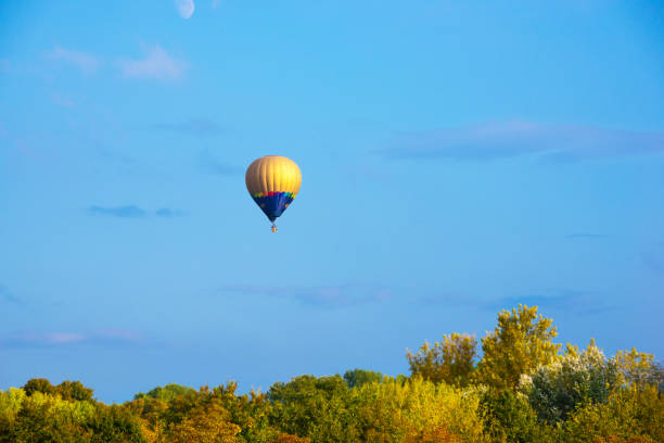istock Colorful hot air balloon flying in blue sky 1273485595