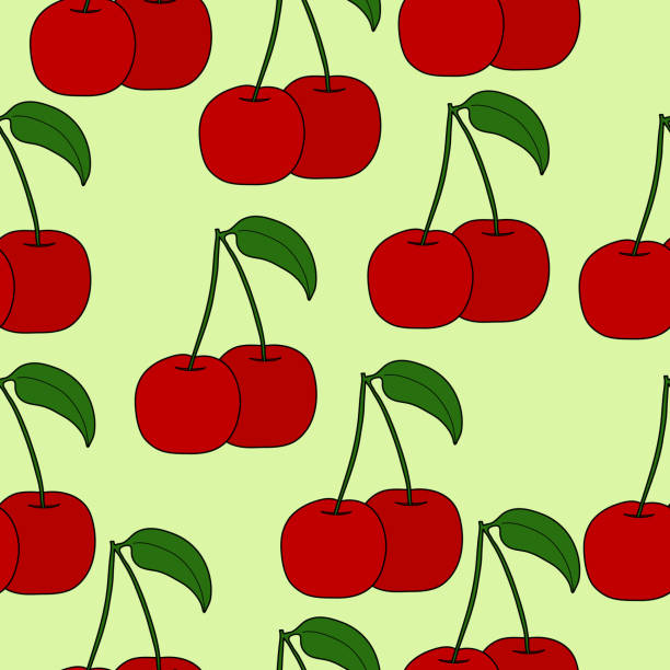 abstrakcyjny doodle berry bez szwu wzór - pattern seamless doodle retro revival stock illustrations