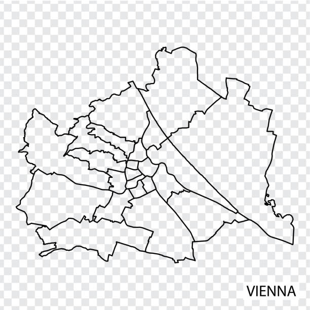 hochwertige karte von wien ist eine stadt österreich, mit grenzen der regionen. karte von wien für ihr website-design, app, ui. eps10. - österreichische kultur stock-grafiken, -clipart, -cartoons und -symbole