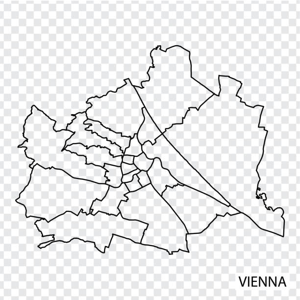 ウィーンの高品質の地図は、地域の国境を持つ都市オーストリアです。あなたのウェブサイトのデザイン、アプリ、uiのためのウィーンの地図。eps10. - national border点のイラスト素材／クリップアート素材／マンガ素材／アイコン素材