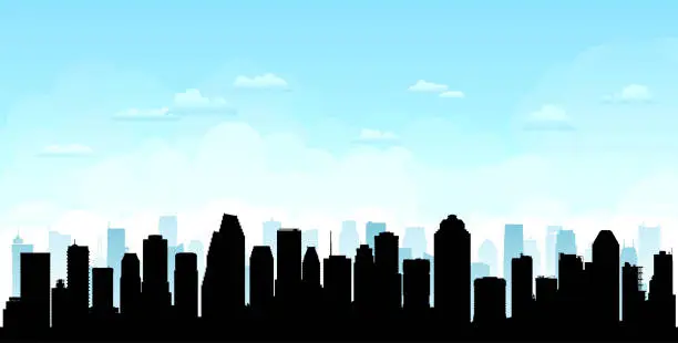 Vector illustration of Houston (All Buildings Are Complete and Moveable)