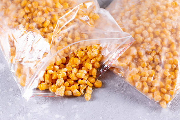 istock Frozen sweet corn in a bag on the table 1273493307