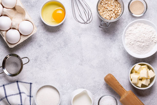 istock Ingredients for baking  - flour, eggs, salt, sugar, milk 1273493399