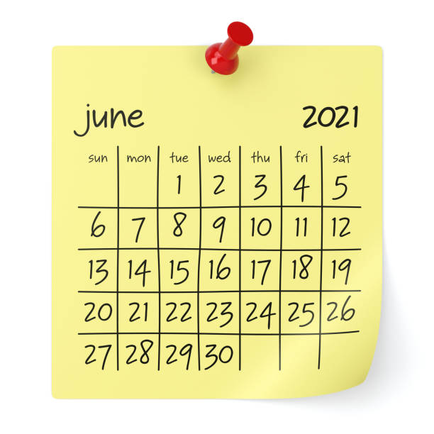 June 2021 Calendar. June 2021 Calendar. Isolated on White Background. 3D Illustration june file stock pictures, royalty-free photos & images