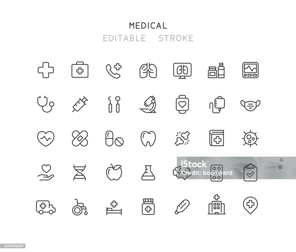 35 Collection Of Medical Line Icons Editable Stroke 35 Collection of medical line vector icons. Editable stroke. Icon stock vector