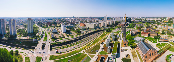 Aerial view of Katowice cityscape in Poland