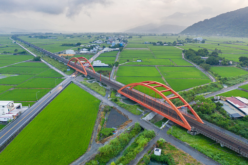 Red Bridge in Yuli, Hualien, Taiwan