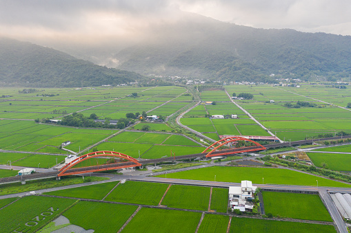 Red Bridge in Yuli, Hualien, Taiwan