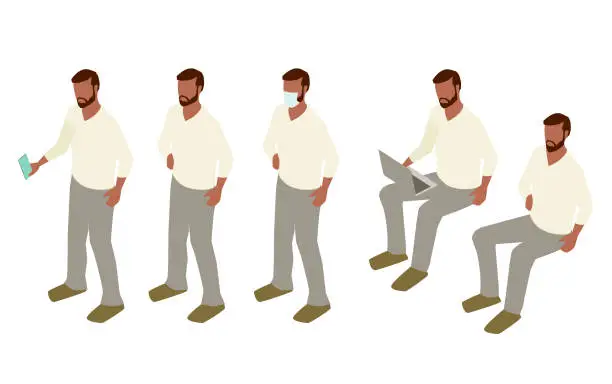 Vector illustration of Man standing and sitting illustration