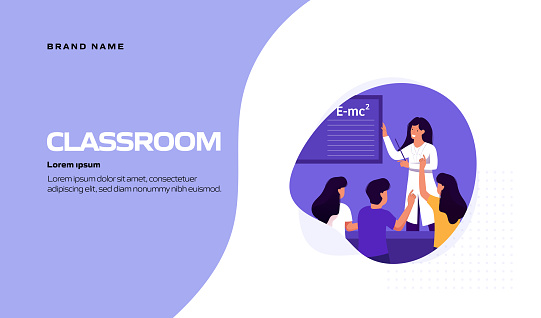 Classroom, School Related Vector Illustration for Landing Page Template, Website Banner, Advertisement and Marketing Material, Online Advertising, Business Presentation etc.