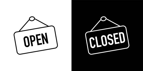 Open and Closed sign boards. Open or Closed sign board, isolated. Open and Closed concept in modern simple flat style for web design. Vector illustration Open and Closed sign boards. Open or Closed sign board, isolated. Open and Closed concept in modern simple flat style for web design. Vector illustration close to illustrations stock illustrations