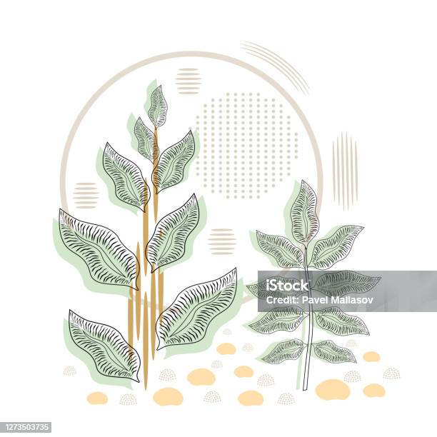 Vector Illustration Of Nature Background Leaves Flowers And Abstract Style Elements Stock Vector Illustration Of Nature Background Leaves Flowers And Abstract Style Elements Stock