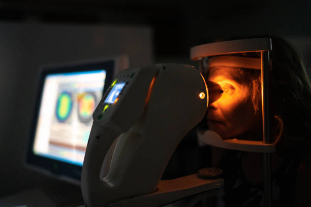Mature woman doing an eye test