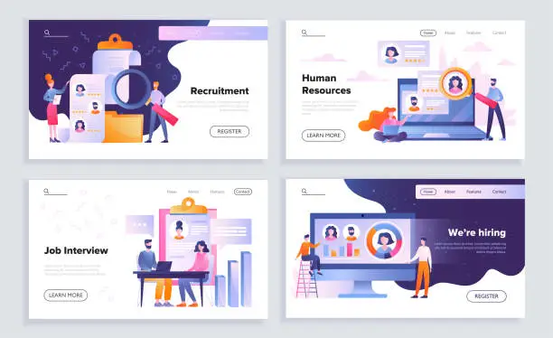 Vector illustration of Recruitment and human resources web templates