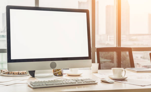 istock Empty computer monitor screen for design mock up template 1273521576