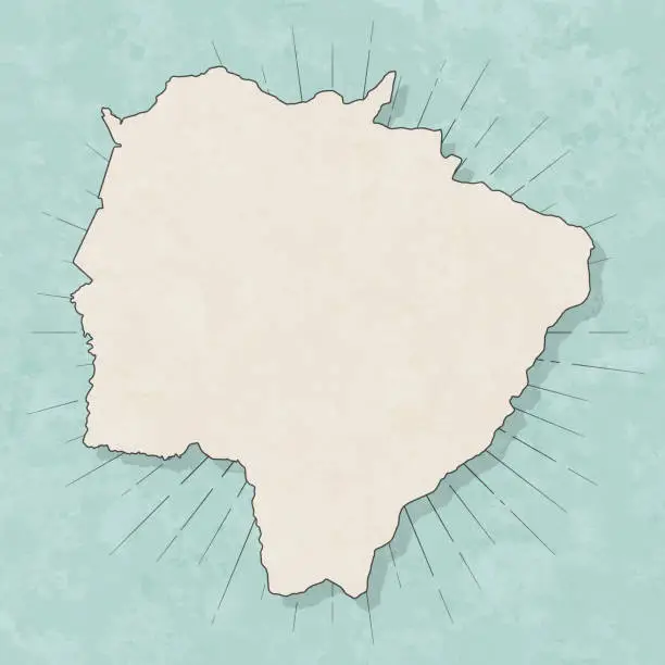 Vector illustration of Mato Grosso do Sul map in retro vintage style - Old textured paper