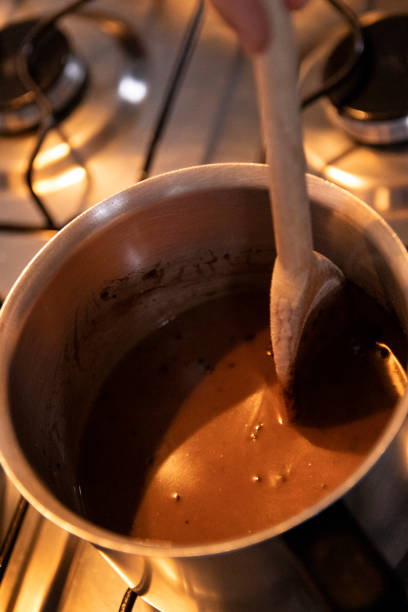 istock Vegan cake. Chocolate syrup with coconut milk 1273525443