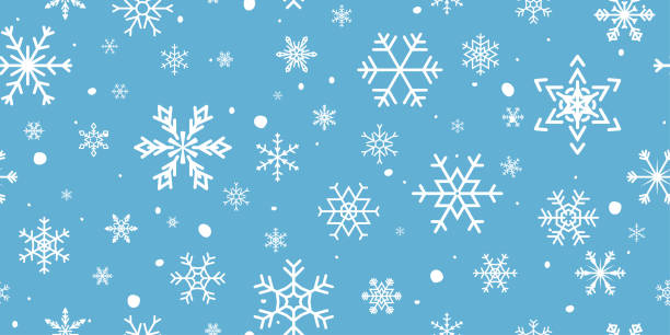 ilustraciones, imágenes clip art, dibujos animados e iconos de stock de patrón sin costuras de copo de nieve de navidad - snow