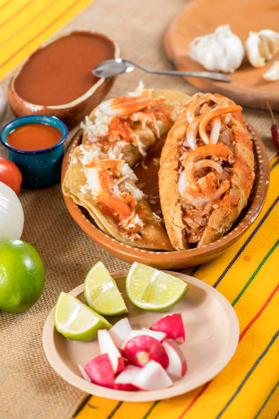 istock Typical Mexican food dishes with sauces on colorful table 1273533147