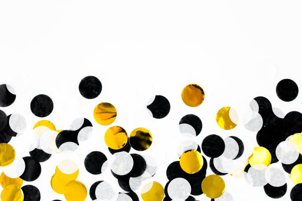 istock Colorful paper confetti on white background. Celebration concept. Flat lay. Top view 1273533558