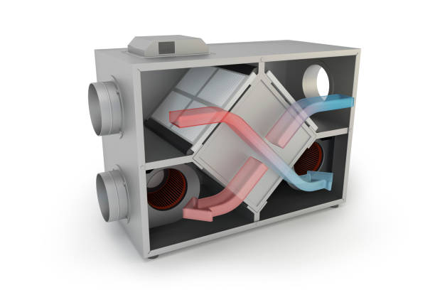 Air Recuperator with arrows, filtration and ventilation system