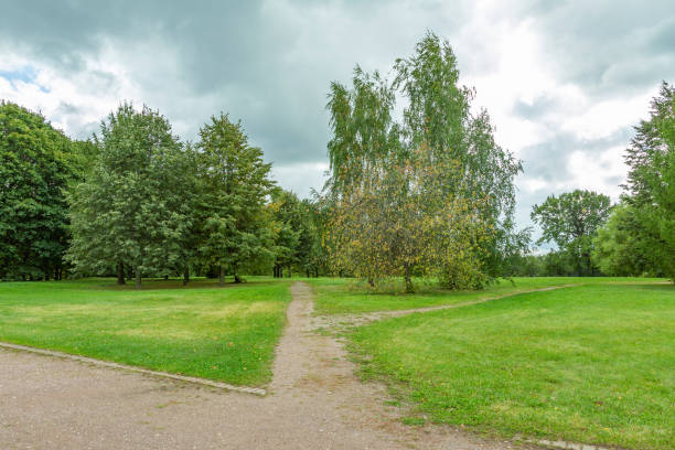 Slottsparken (Palace Park) public park in downtown Oslo, Norway.