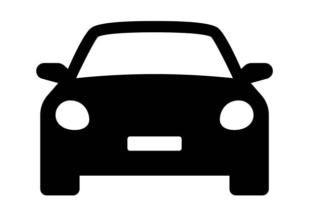 auto-symbol. autofahrzeug isoliert. transportsymbole. automobil silhouette frontansicht. limousine auto, fahrzeug oder auto-symbol auf weißem hintergrund - lager vektor. - auto stock-grafiken, -clipart, -cartoons und -symbole