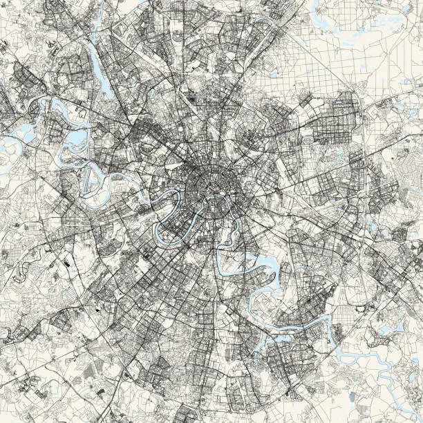 Vector illustration of Moscow, Russia Vector Map