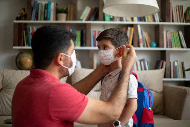 istock Father help her boys wearing face mask for protection Coronavirus outbreak 1273538577